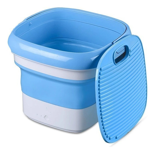 Mini Lavadora Electrica Portátil Ajustable Bañera Plegable Color Azul