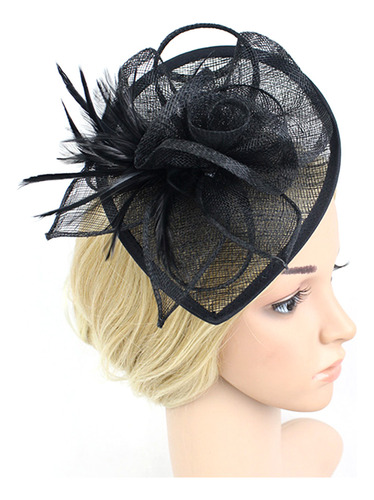 Fascinator Flower Black Vintage Flower Cocktail Party H