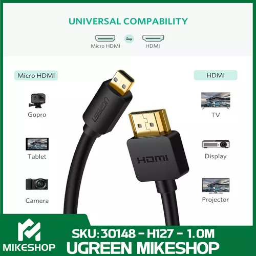 UGREEN-Cable Micro HDMI a HDMI, Adaptador 4K 60Hz, retorno de Audio  Ethernet para GoPro Raspberry