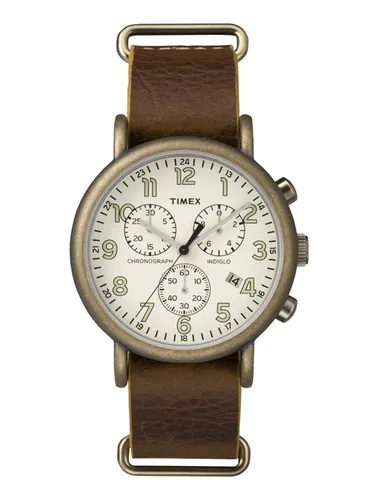 Reloj Timex Hombre Tw2v43900 Standard Chrono Analógico Color de la malla  Negro Color del bisel Plateado Color del fondo Verde