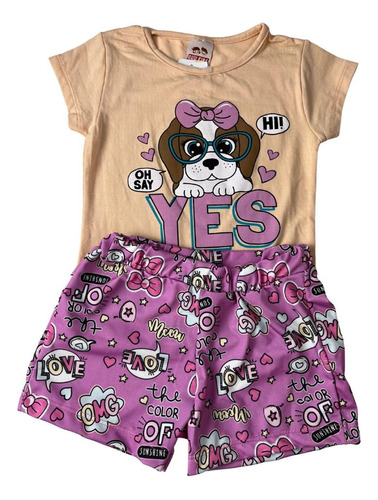 Kit 6 Conjunto Roupa Infantil Feminina  6 Blusas + 6 Shorts