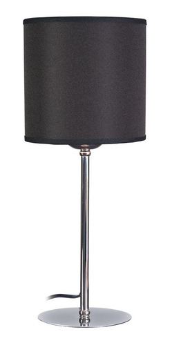 Imagen 1 de 4 de Lámpara Velador V37 Cromo E27 Moderno Pantalla Negro Ø15cm