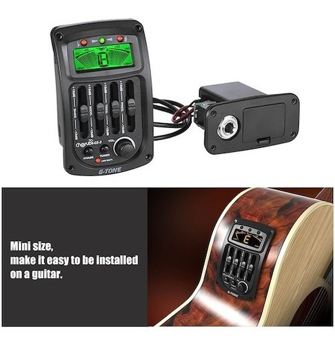 Imagen 3 de 5 de Preamp Para Guitarra Acustica Activo 4 Bandas Cherub Gs3 Mic