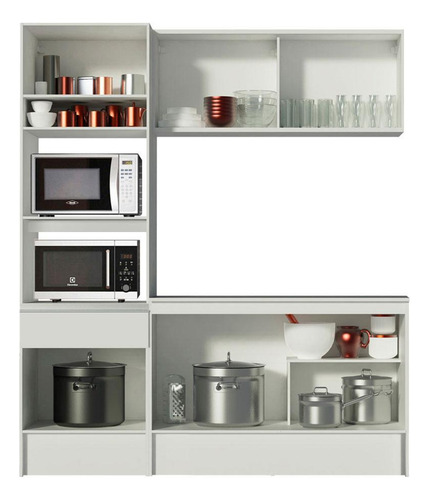 Cocina Integral Completa Modular Compacto Madesa Topazio 180cm Color Blanco