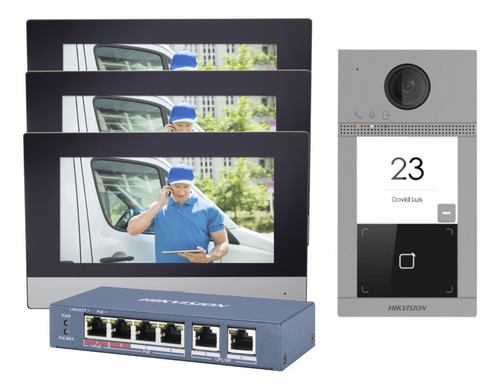 Videoportero Ip 2 Megapixel Con 3 Monitores Touch, Hikvision