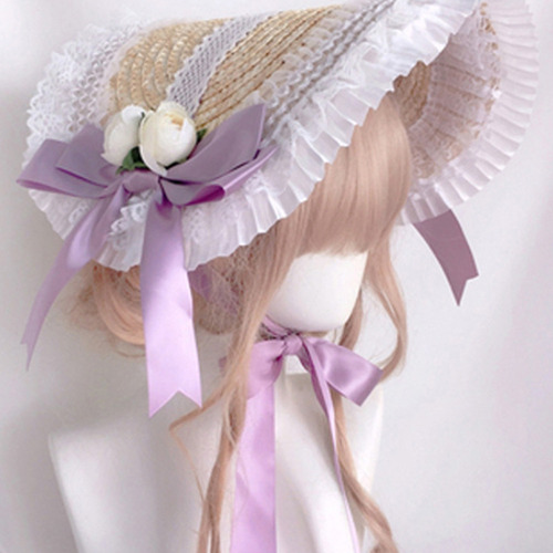 A@gift Shop Elegante Sombrero De Paja Con Parte Superior