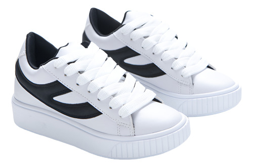Zapatilla Tunez Savage Blanco Con Negro Moda Urbana De Mujer