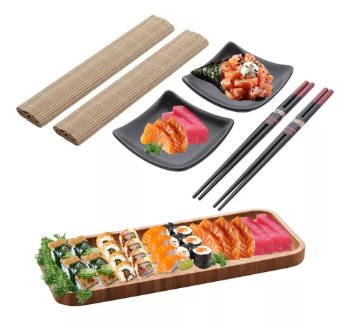 Jogo Jantar Sushi 6 Peças Cerâmica Comida Japonesa 2 Pessoas - Q. House
