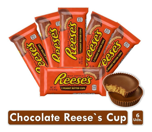 Imagen 1 de 2 de Chocolatina Hershey´s Reeses Copa X 6 Unidades