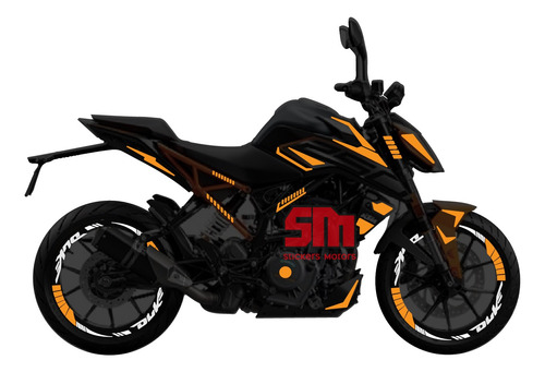 Kit Sticker Reflejantes Tapas Y Rines Moto Dukektm 250 Mod 5 Negro Mate No Reflejante
