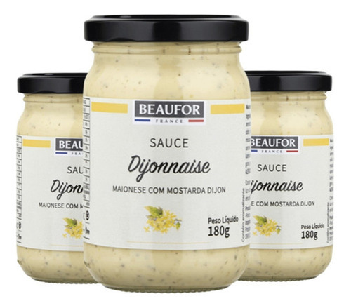 Maionese Francesa Beaufor Com Mostarda Dijon 180g (3 Und)