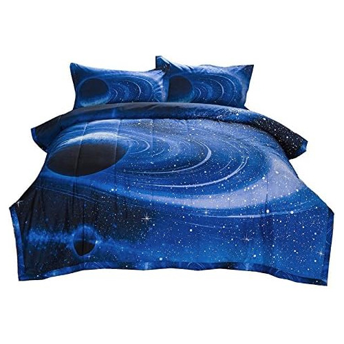 Juego De 3 Piezas De Edredón Azul Galaxia Cama, Juego ...