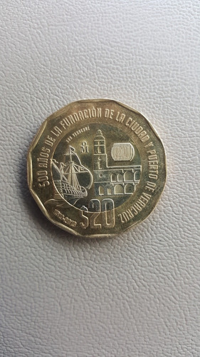 Moneda De 20 Pesos Fundacion Del Puerto De  Veracruz