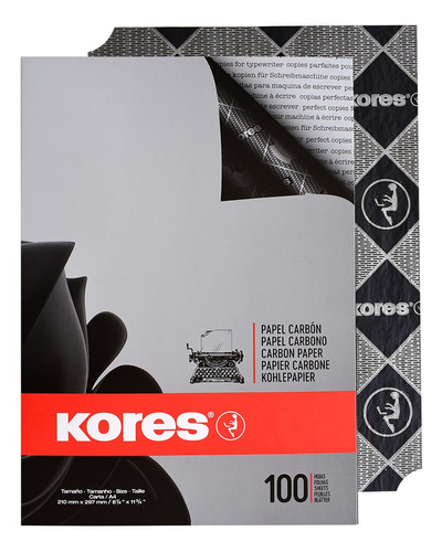 Papel Carbón Kores 21x29cm A4 100 Hojas Negro