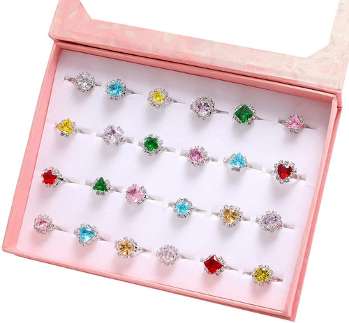  Diamond Rings For Kids, Girl Pcs Colorful Rhinestone R...