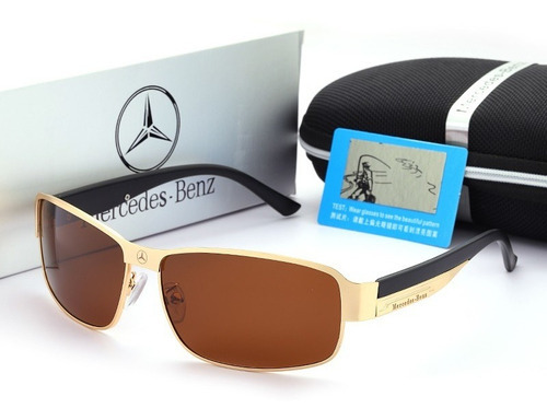 Óculos De Sol Luxuoso Mercedes-benz Polarizado Proteção Uv Cor Dourado Cor da armação Depende Cor da lente Preto