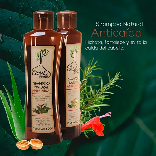 Shampoo Natural Anticaída Para El Cabello Árbol Verde 500ml