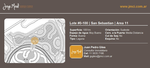 Lote Laguna #0-100 - San Sebastian - Area 11 - 1051m2 #id 2888