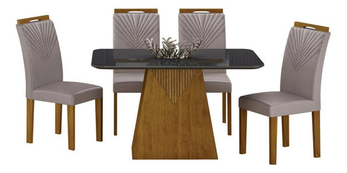 Juego de mesa de comedor de 120 cm con 4 sillas Stela Wt
