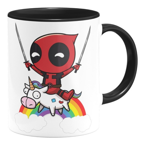 Taza Interior De Color Deadpool Unicornio