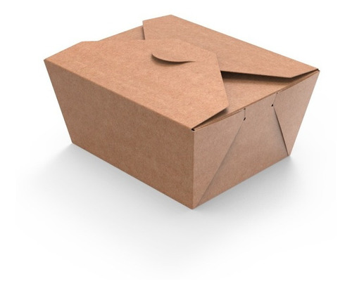 Caja Kraft Laminada Mediana Para Comida Rápida Delivery X50 