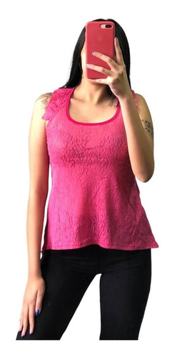 Musculosa Encaje Con Voladitos En Hombros Mujer