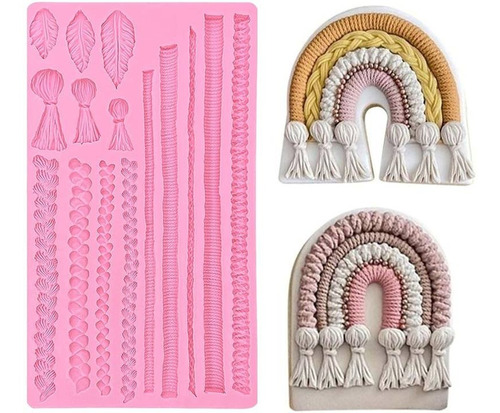 Molde Silicona Macrame Cuerdas Fondant Porcelana Reposteria