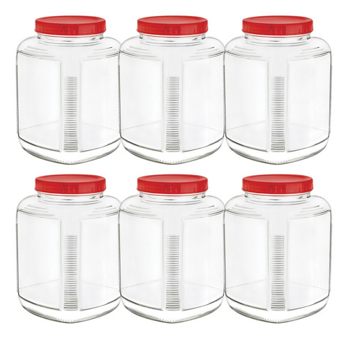 Caja 6 Brocal Cuadrado C/tapa Plastico 4.5 L