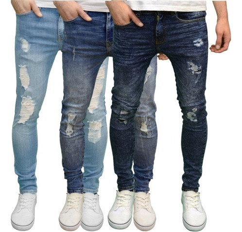 Lote De 3 Jeans Corte Skinny Moda Urbana Trap Envió Gratis