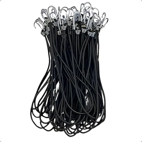 Imagem de Kit 50 Extensor Elástico Fixador De Lona Caminhão 35cm Preto - Preto