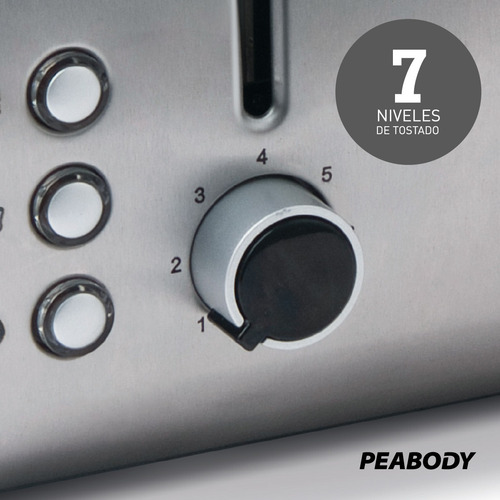 Imagen 3 de 10 de Tostadora 4 Panes Acero Inox Smartchef Peabody T8520 Full