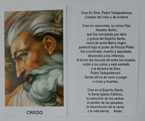 Estampas Del Credo - Dios Padre - X 100 Unidades Con Oración