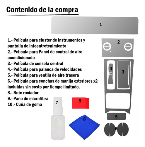 Gadget Collection Mx Protector Interior Para Chirey Tiggo 7 Pro E+ 2024 Kit Ppf Color Transparente