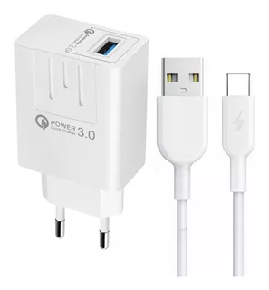 Carregador Turbo Usb Quick Charge 3.0 Carga Rápida Com Cabo