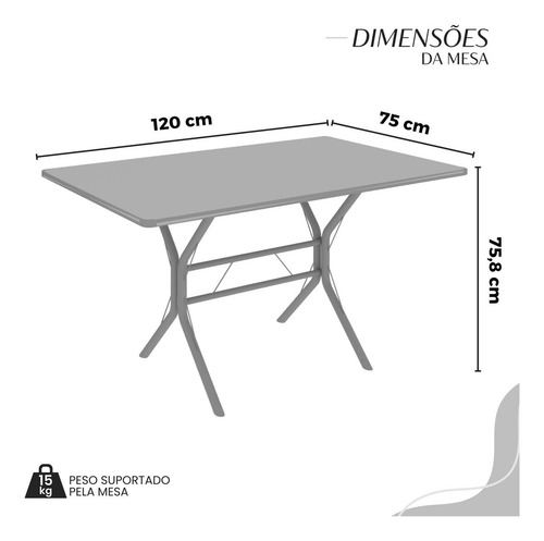 Mesa De Jantar Retangular 120x75cm Tampo Granito Ocre Ed