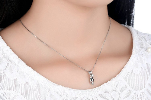 Collar Dije Gato Colgado Para Mujer En Plata 925
