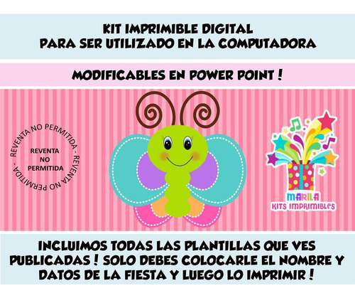 Kit Imprimible Mariposas + Candy Bar