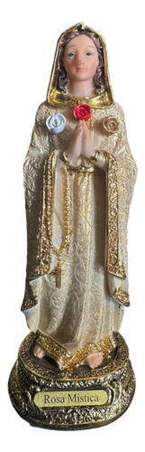 Escultura Rosa Mistica 20 Cm Porcelana Ojo Pintado Blanco
