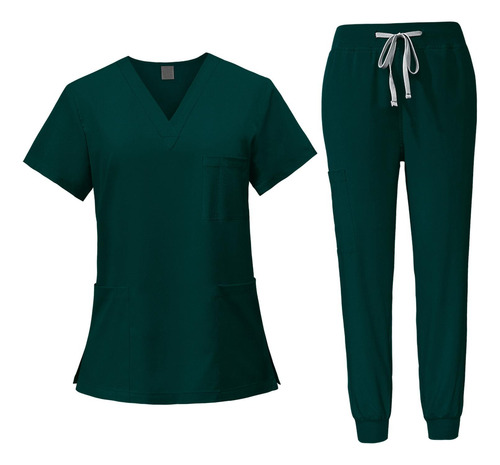 Conjunto De Ropa Para Mujer, Traje De Enfermería - Escote