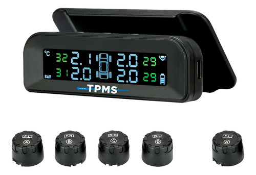 Tpms Auto 4 Sensores Externos + Sensor Para Rueda De Auxilio