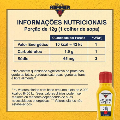 Mostarda Amarela Tipo Americana 200g Hemmer