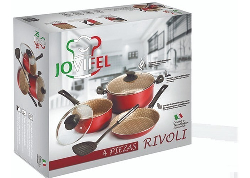 Batería Cocina Set De Ollas Sartén 4 Piezas Rivoli Jovifel