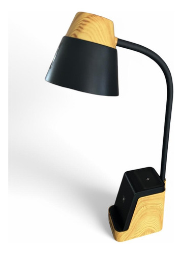 Lampara De Escritorio Cargador Inalambrico Reloj Led Estacio