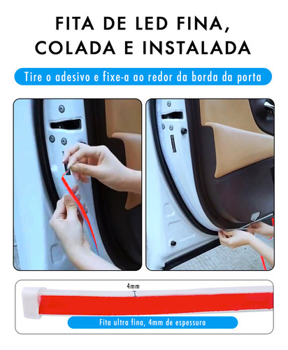 Kit 4 Fitas Porta Tucson 2013 Neon Branco Vermelho Tunning