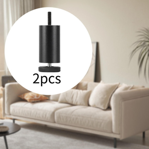 2x Muebles Ajustables Patas Reemplazo De Metal A 6 Cm Negro
