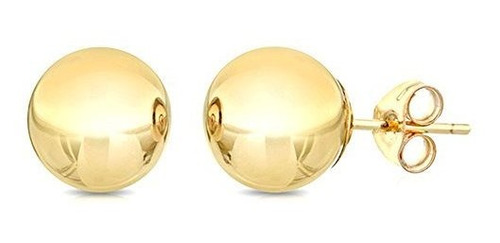 14k Amarillo De La Bola Pendientes De Oro, 4 Mm.