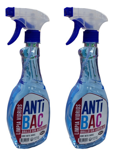 Pack X2 Antibac Limpia Vidrios Liquido Brillo Sin Aureolas