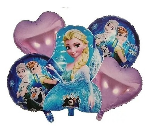 Set 5 Globos Metálicos Diseño Infantil Frozen