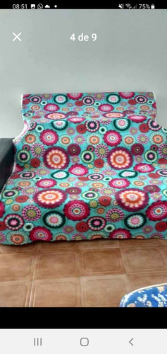 Tela Gabardina Para Tapiceria, En Fondo Turquesa. Ancho 1.60 Turquesa Mandalas