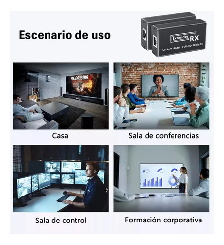 Extensor De Hdmi Adaptador Cat5e/6/7 60m Full Hd 1080p 3d